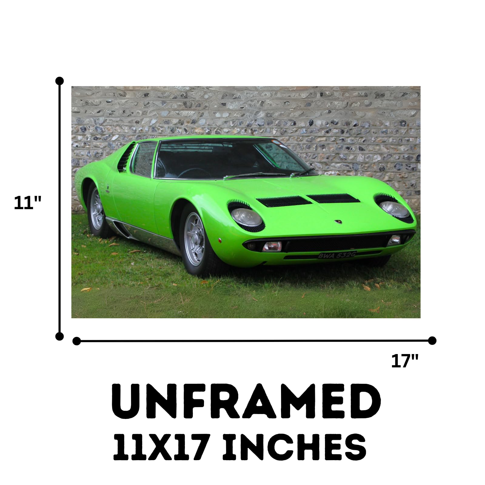 Blessed Posters Lamborghini Miura Poster Classic Italian Hypercar Wall Art Print Garage Office Bedroom Living Room Décor