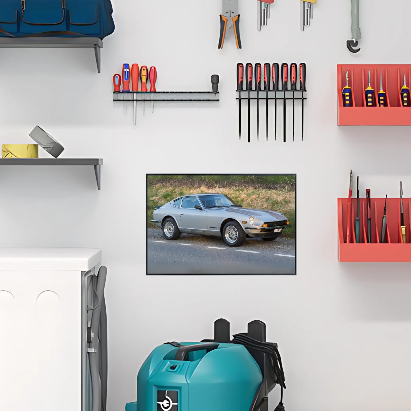 Blessed Posters Datsun 240Z Wall Poster – Retro Japanese Performance Car Print for Office Bedroom Den – Stylish Auto Enthusiast Decor