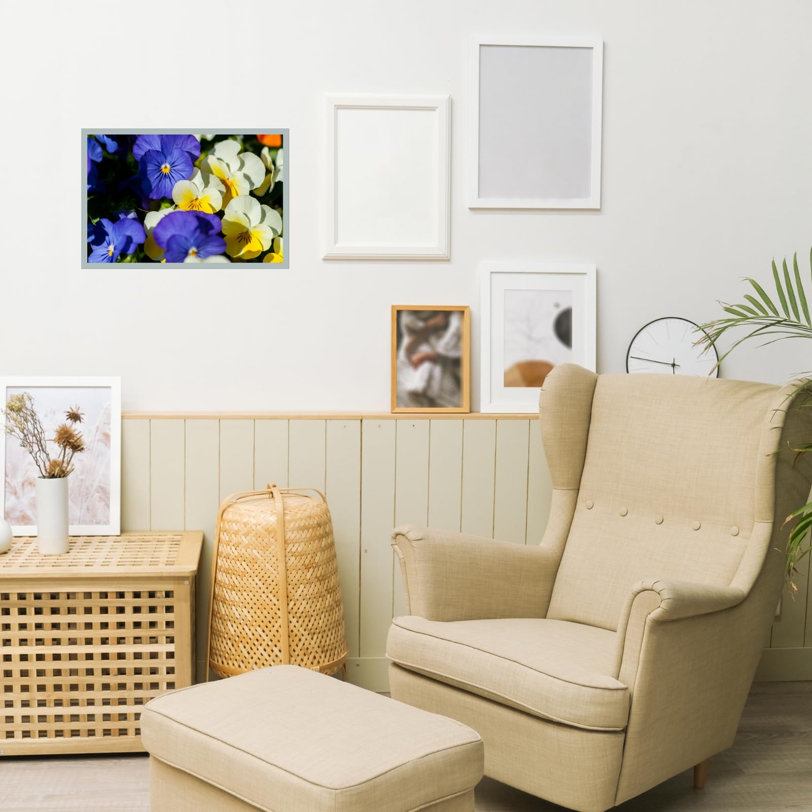 Pansy Flower Wall Art Poster – Botanical Floral Print, Vibrant Nature-Inspired Home Decor for Living Room, Bedroom, or Office