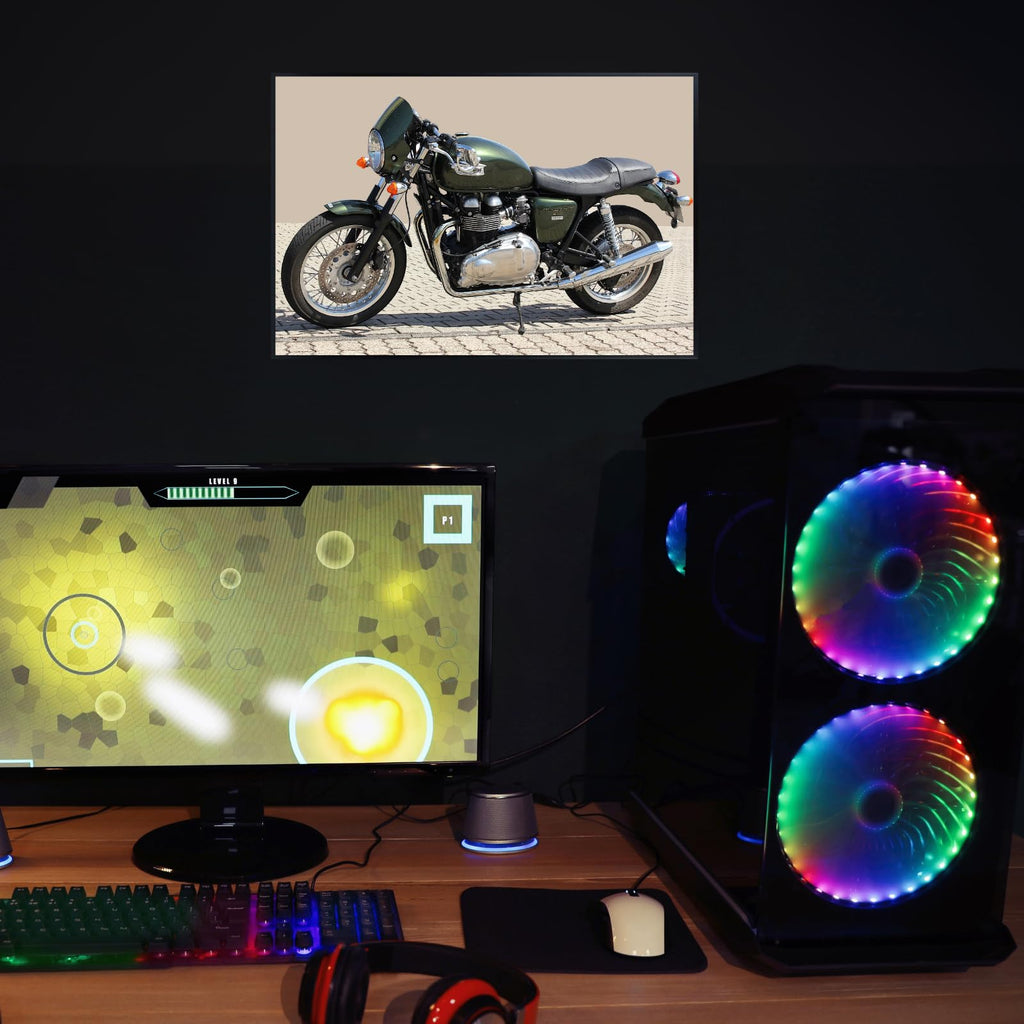 Triumph Thruxton 900 Motorcycle Poster Cafe Racer Wall Art Decor for Garage, Office, or Living Room