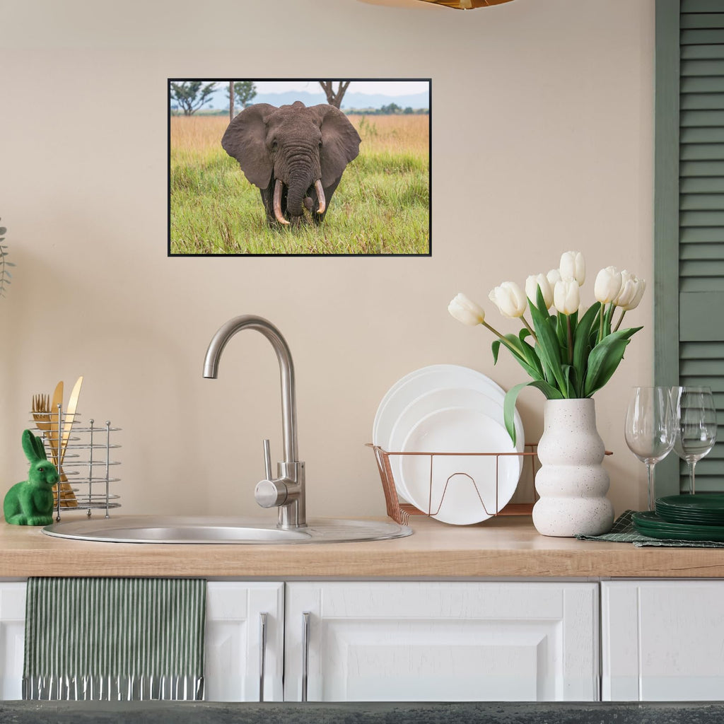 African Elephant Wall Art – Wildlife Animal Canvas Print – Safari Home Decor for Living Room, Bedroom, Kids Room – Gifts for Animal Lovers