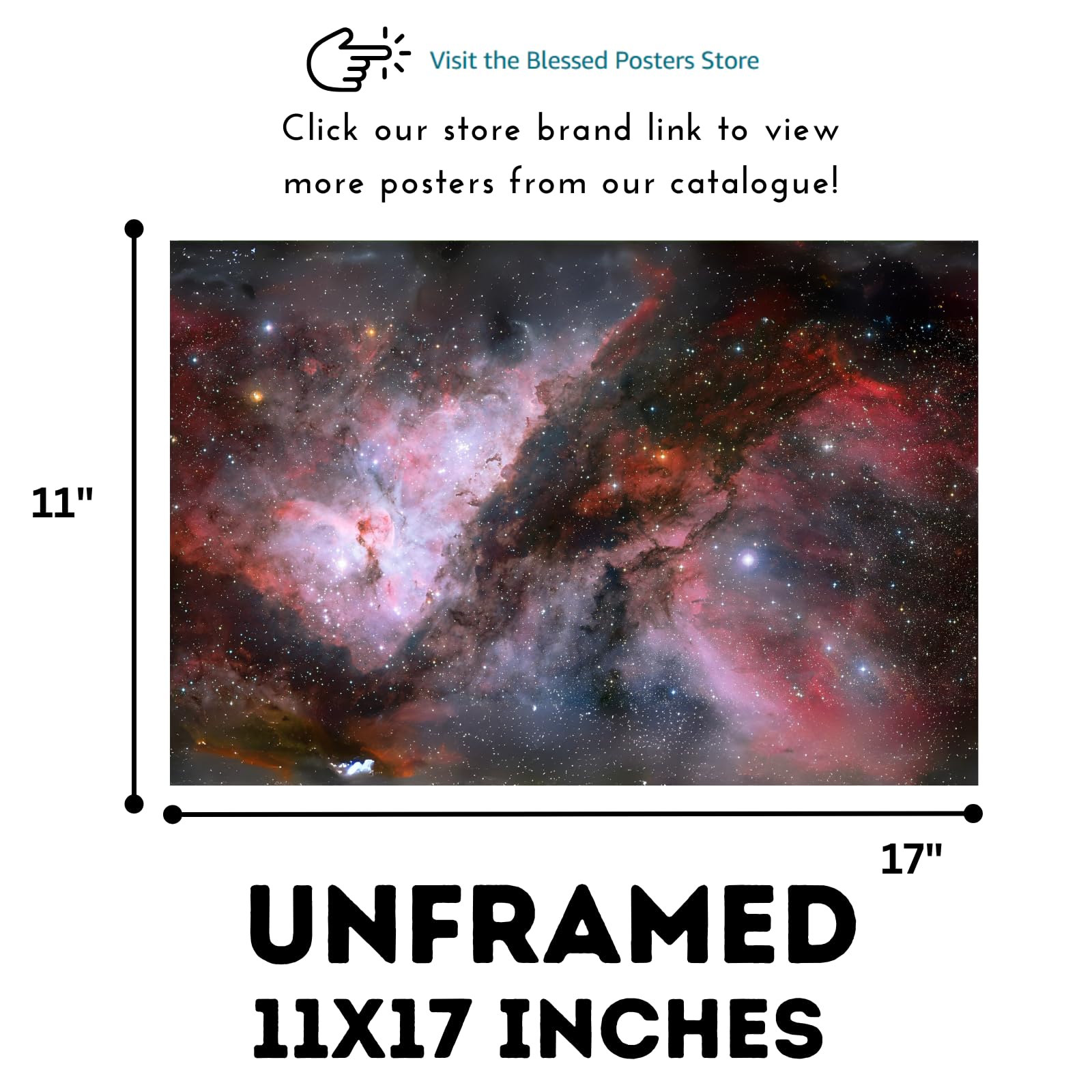 Blessed Posters Carinae Nebula Wall Art Print – Galaxy Space Astronomy Poster – Night Sky Home Decor for Bedroom Living Room Office