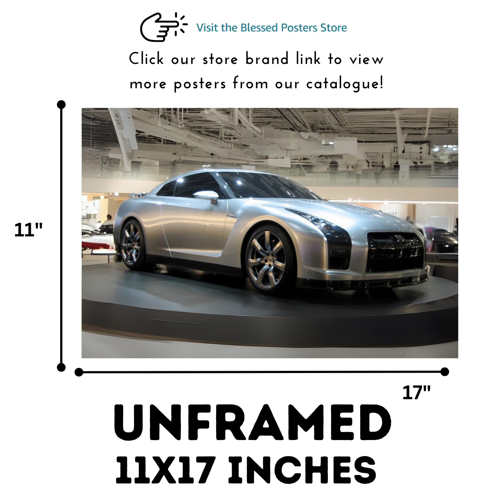 Blessed Posters Nissan GT-R Wall Art – JDM Japanese Sports Car Poster for Garage, Bedroom, or Office – Classic Performance Car Print – Automotive Wall Decor Gift