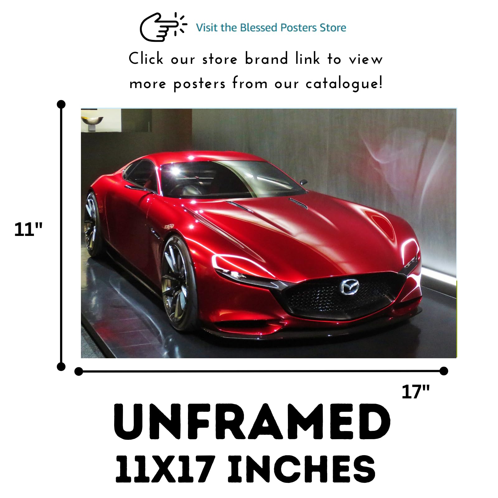 Blessed Posters Mazda RX-7 FD Wall Print – Legendary Japanese Performance Car Artwork for Home Studio or Man Cave – Retro Tuner Culture Decor