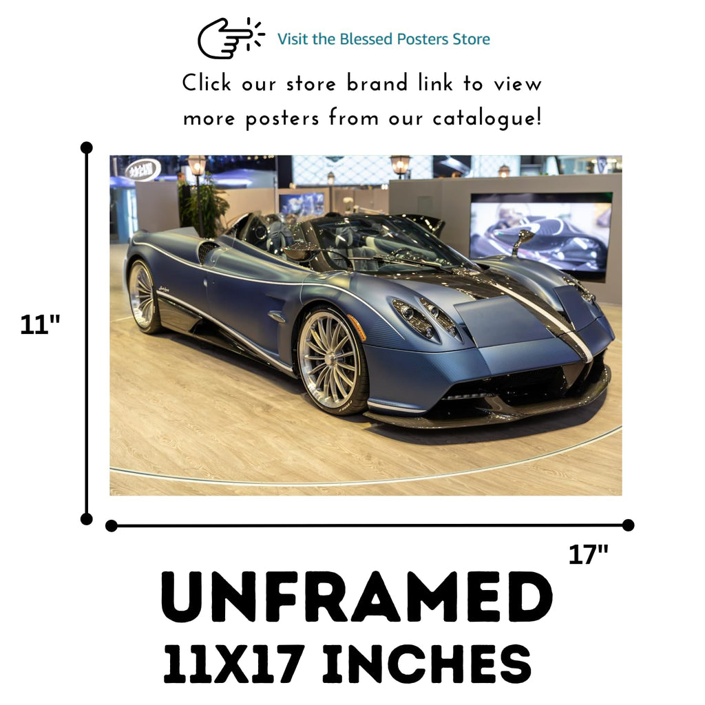 Blessed Posters Pagani Huayra Poster – Exotic Hypercar Wall Art Print for Garage Office Bedroom Living Room Décor – Luxury Car Gift