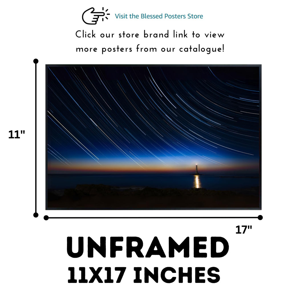 Blessed Posters Star Trails Panorama Poster – Galaxy Night Sky Wall Art for Bedroom Living Room Office or Home Decor – Space Astronomy Photography Print