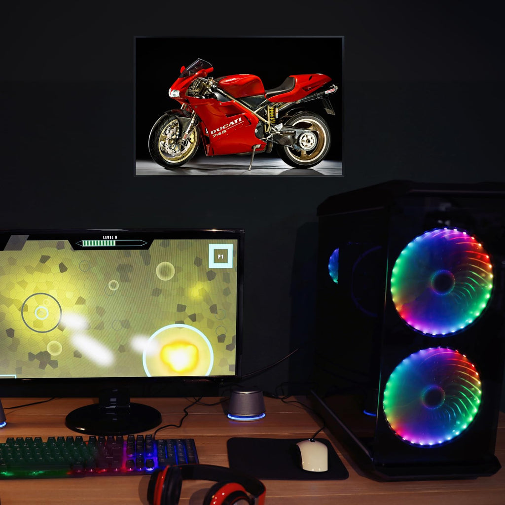 Ducati Motorcycle Wall Art Poster – Modern Motorbike Decor for Garage, Office, or Living Room