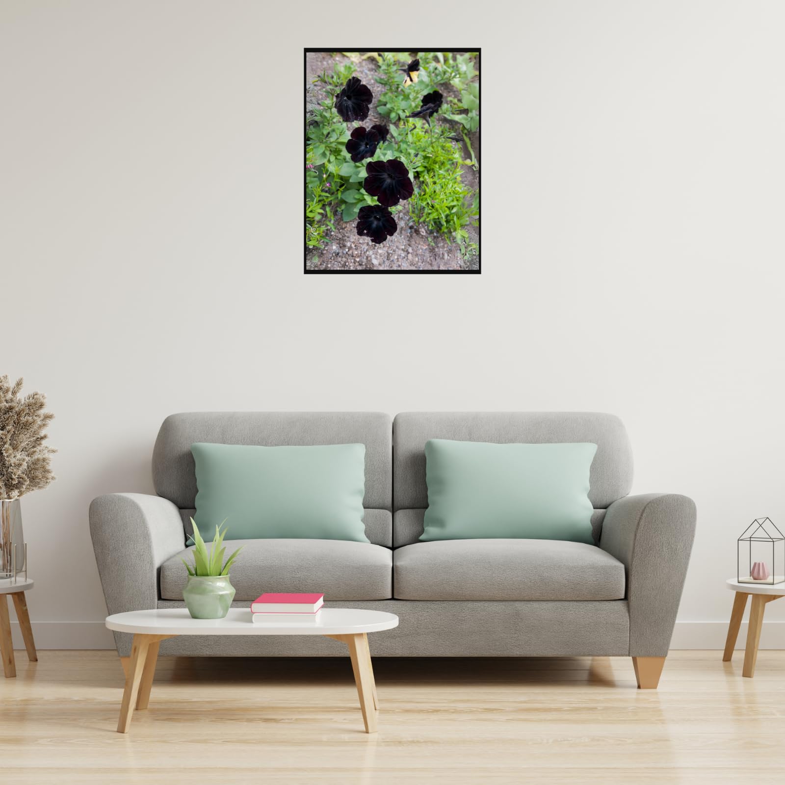 Elegant Black Petunia Flower Wall Art Poster – Botanical Home Decor Print for Living Room, Bedroom, Office, Unframed Wall Decor