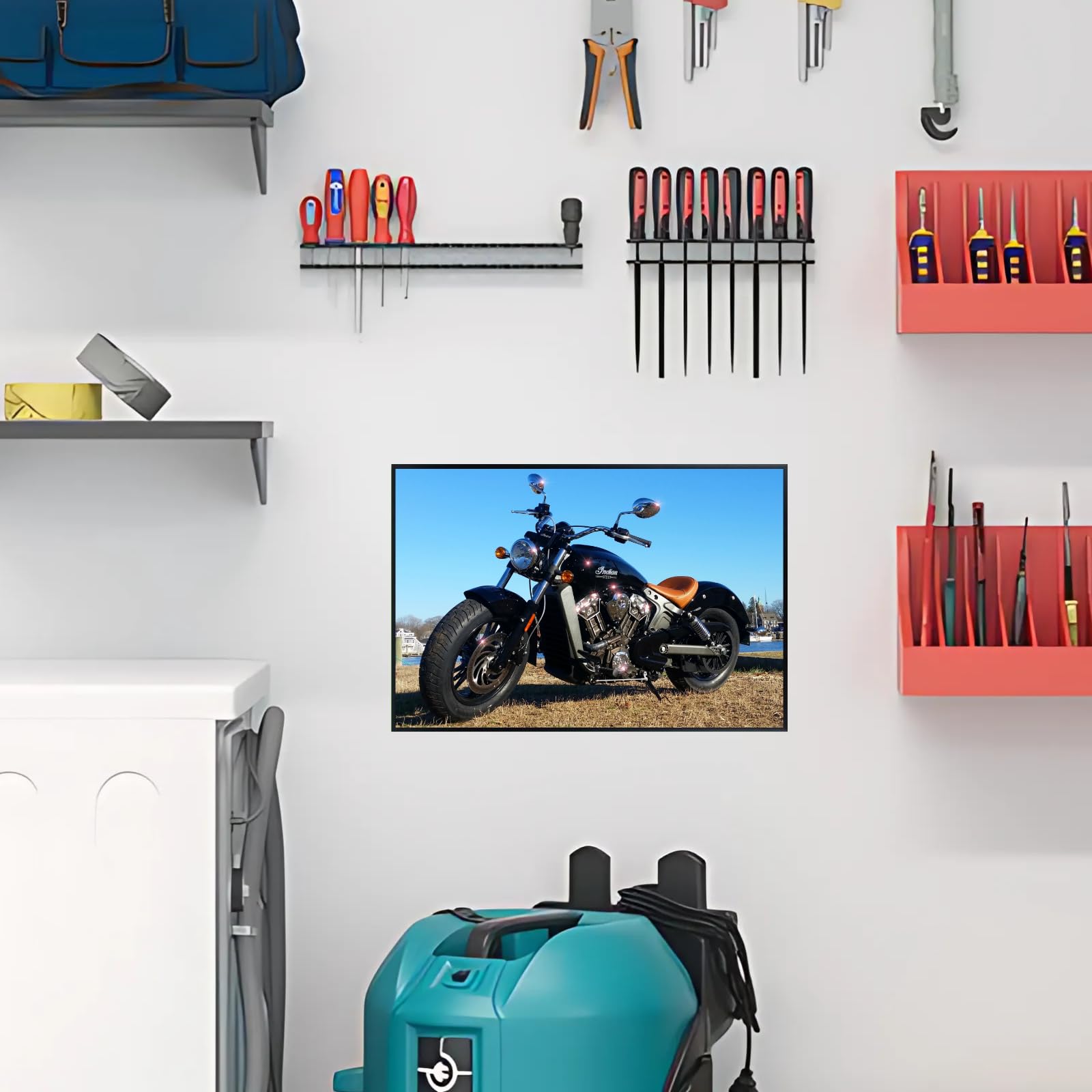 Indian Scout Motorcycle Poster Wall Art Decor for Garage, Office or Man Cave