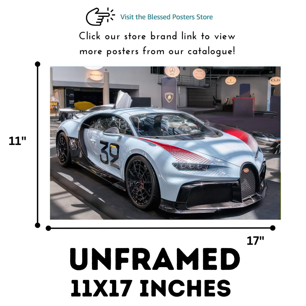 Blessed Posters Bugatti Chiron Wall Art – Modern Supercar Poster for Garage, Office, or Living Room – Luxury Hypercar Print – Automotive Art Gift for Car Collectors