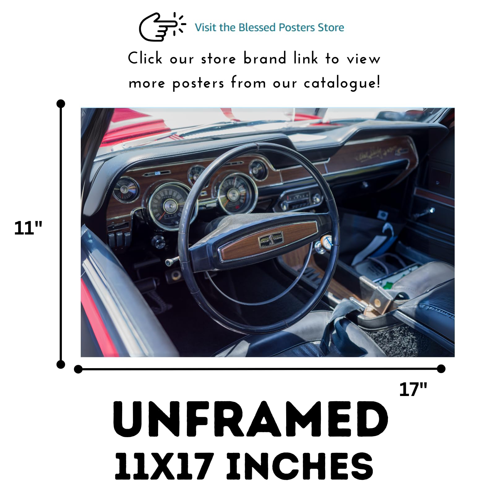 Blessed Posters Shelby Poster – Vintage Muscle Car Wall Art Print for Garage Bedroom Living Room Office Automotive Decor
