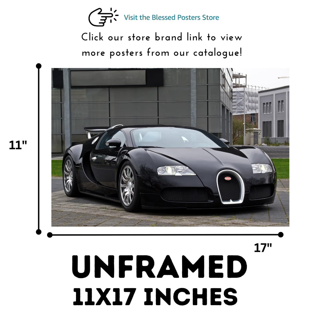 Blessed Posters Bugatti Veyron Poster Exotic Car Wall Art Iconic Supercar Print Garage Office Home Decoration