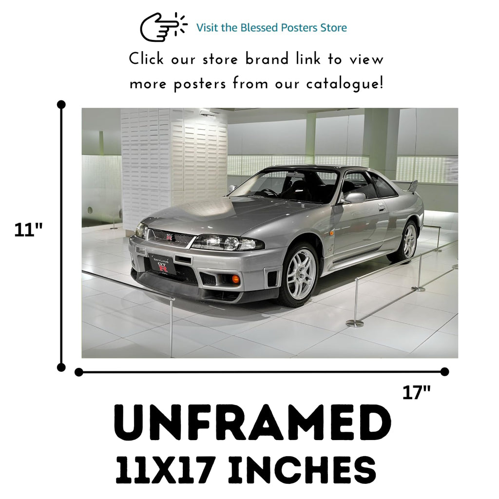 Blessed Posters Nissan GT-R R34 Wall Art – JDM Supercar Poster for Home, Office, or Garage – Iconic Japanese Sports Car Decor Print – Automotive Gift for Car Enthusiasts