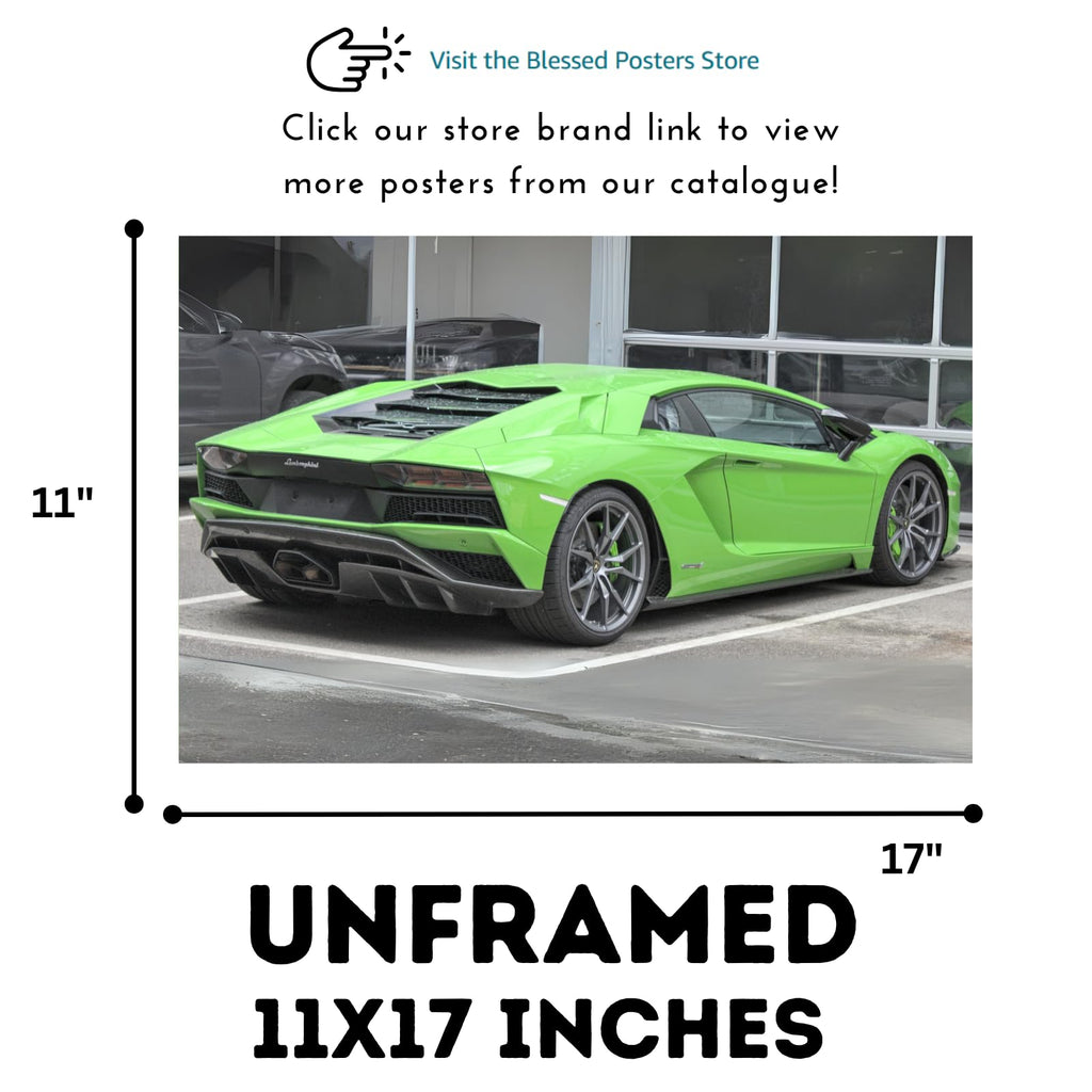 Blessed Posters Lamborghini Aventador Poster – Exotic Supercar Wall Art Print, Hypercar Artwork for Garage, Office, Bedroom, or Living Room Decor