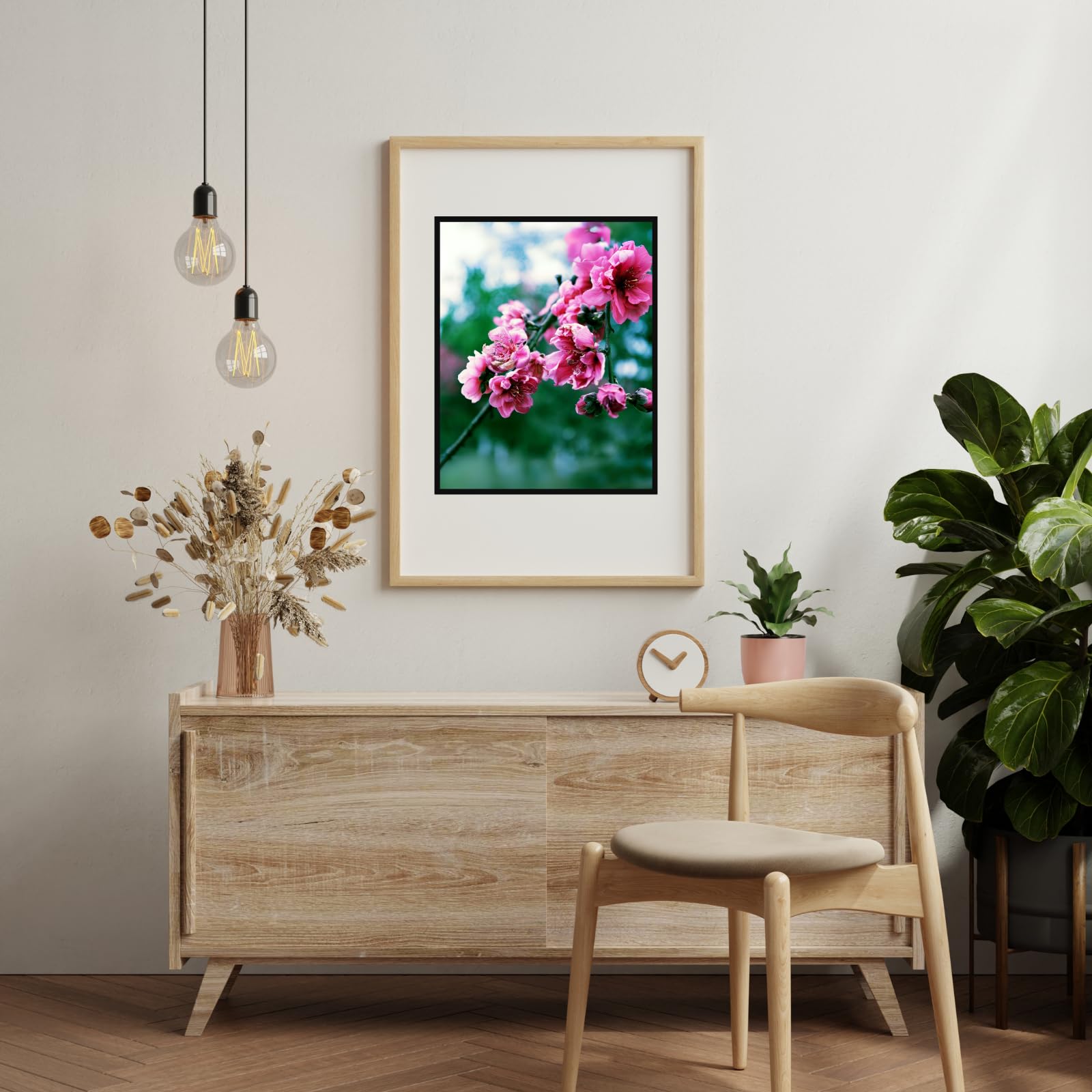 Peach Blossom Wall Art Poster for Home Decor – Botanical Floral Print for Living Room, Bedroom, Office Decoration