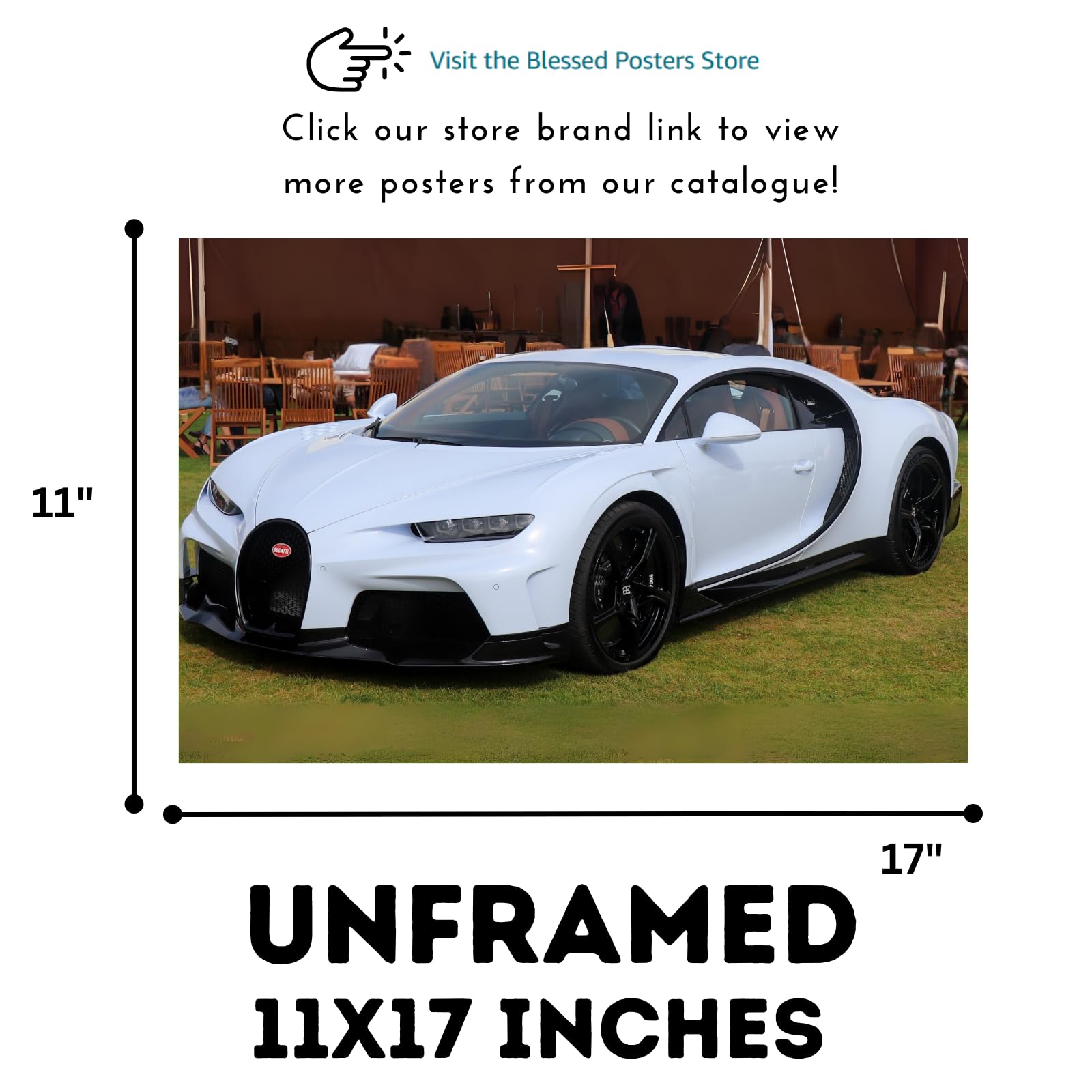 Blessed Posters Bugatti Chiron Wall Art – Modern Supercar Poster for Garage, Bedroom, or Office – Luxury Hypercar Print – Exotic Automotive Decor Gift for Car Collectors