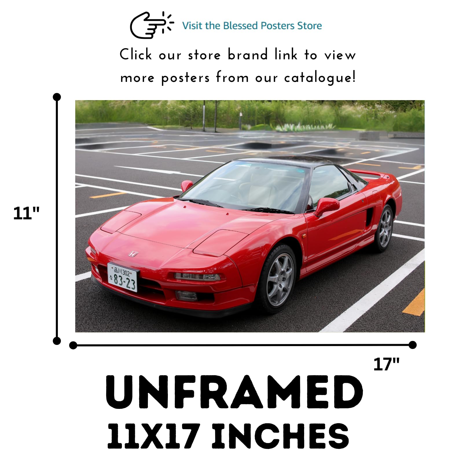 Blessed Posters NSX NA1 Wall Art – Legendary JDM Performance Car Print for Home Studio Garage or Man Cave Decor