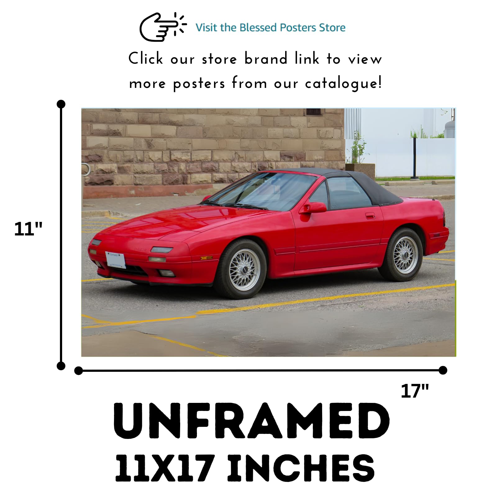 Blessed Posters RX-7 FD Rotary Wall Art – Classic JDM Performance Car Poster Print for Bedroom, Lounge, or Workspace – Japanese Sports Car Decor