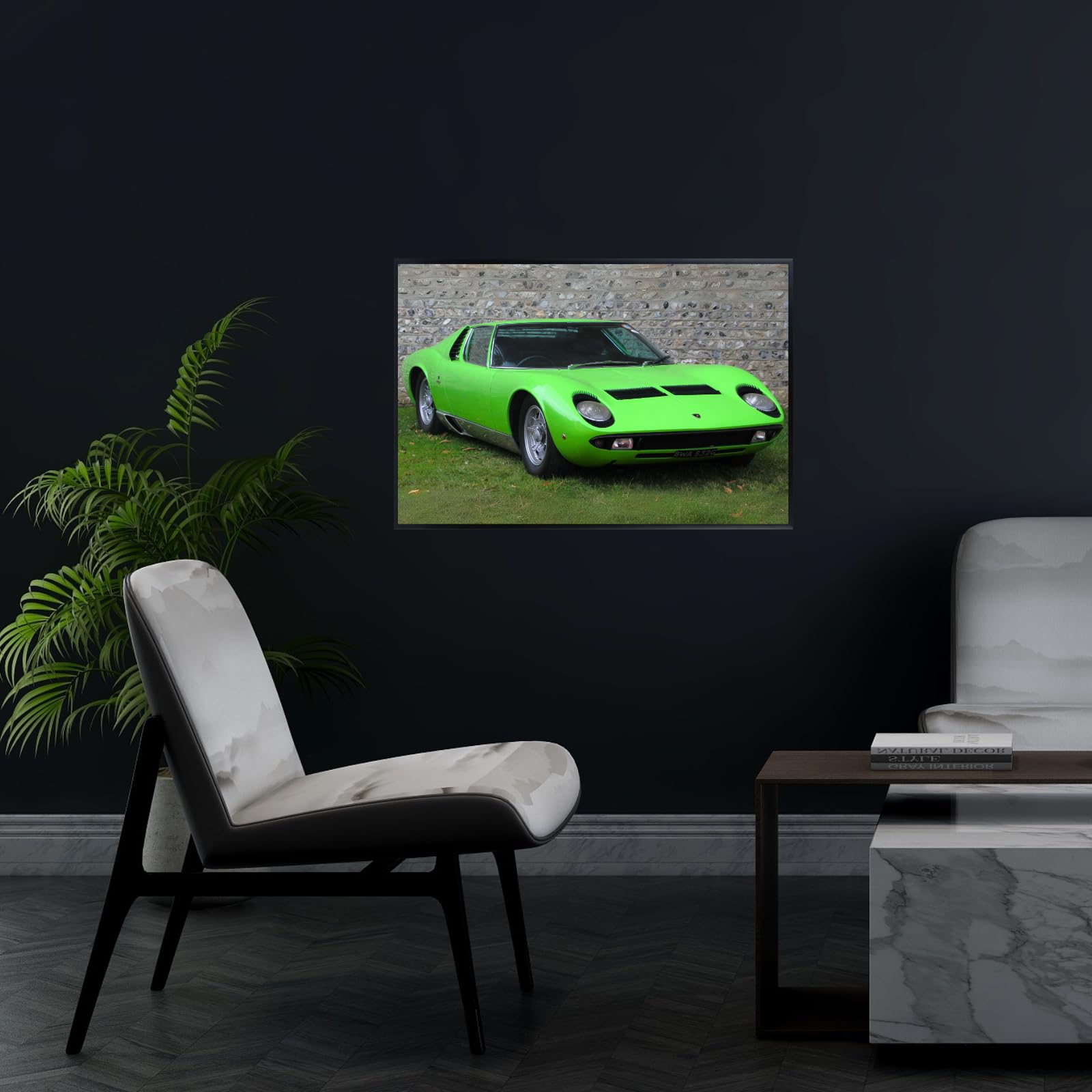Blessed Posters Lamborghini Miura Poster Classic Italian Hypercar Wall Art Print Garage Office Bedroom Living Room Décor