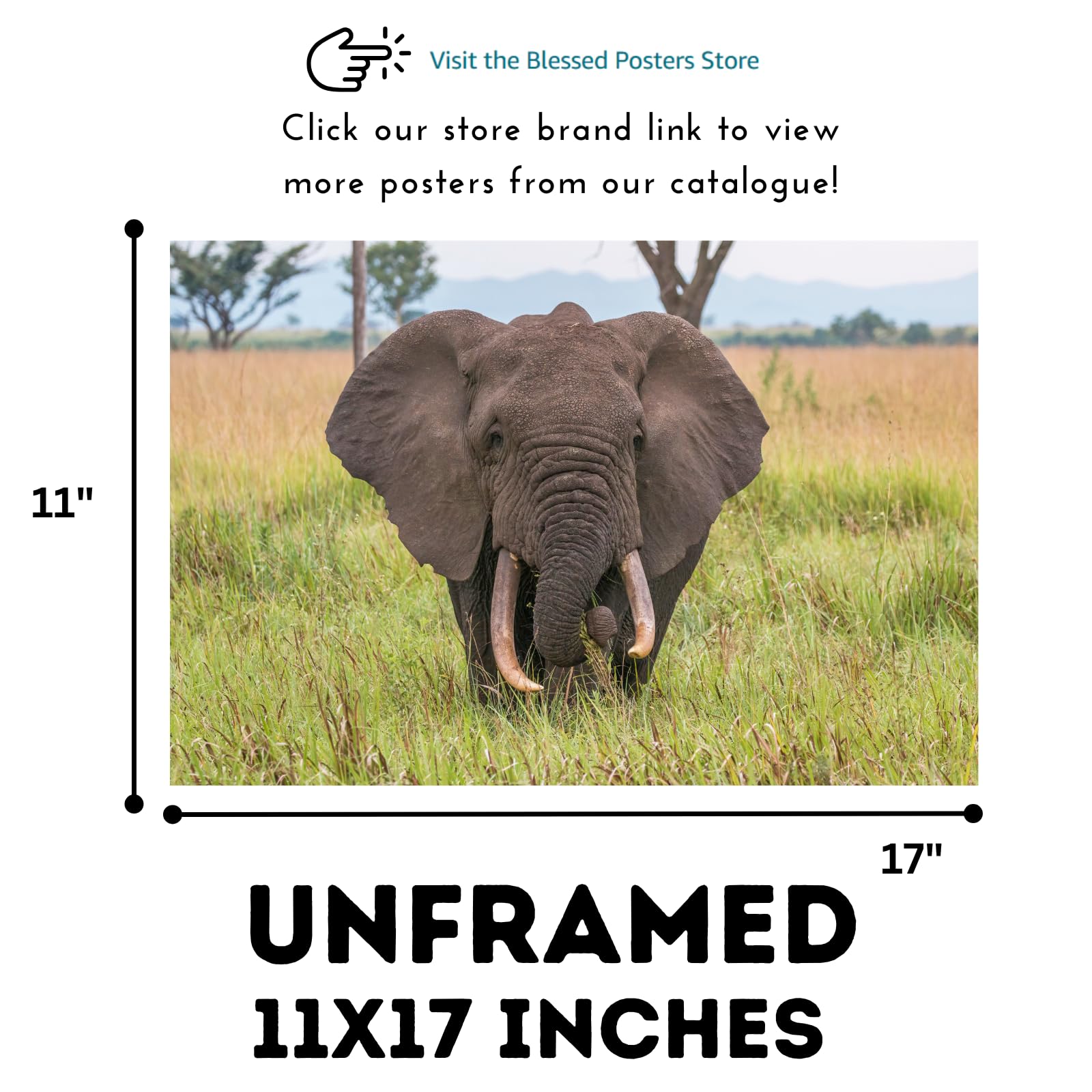 African Elephant Wall Art – Wildlife Animal Canvas Print – Safari Home Decor for Living Room, Bedroom, Kids Room – Gifts for Animal Lovers