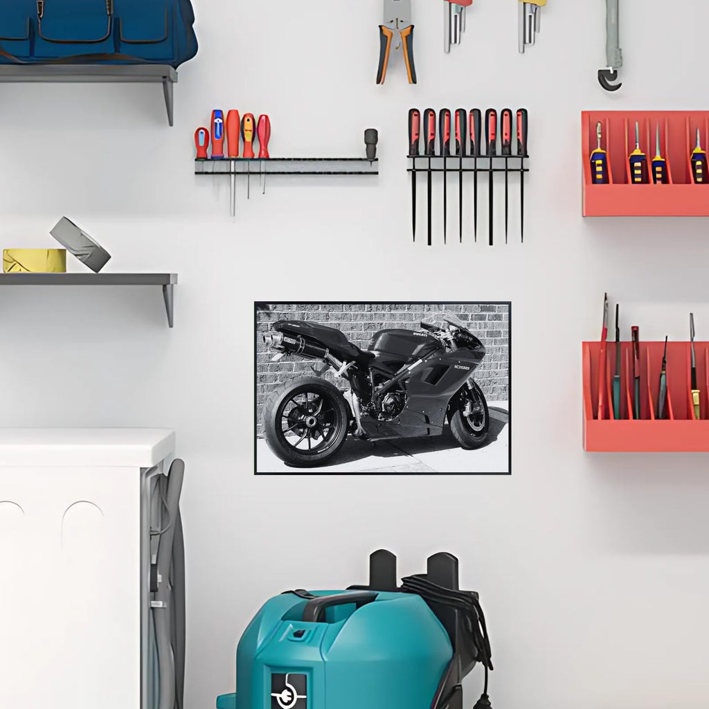 Ducati 1098 Motorcycle Poster - Sport Motorbike Wall Art Decor for Garage, Living Room or Man Cave