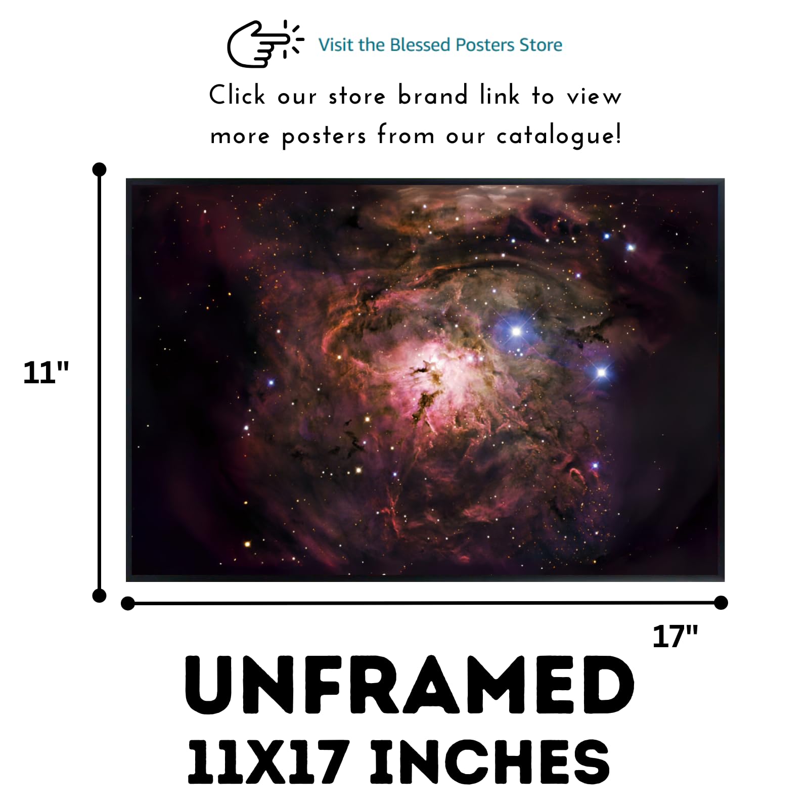 Blessed Posters Lagoon Nebula Poster – Galaxy Space Wall Art Print – Astronomy Photography Artwork for Bedroom Living Room Home Office Decor