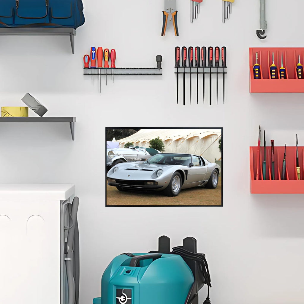 Lamborghini Miura Poster, Classic Supercar Wall Art for Garage, Office, Bedroom - Sports Car Hypercar Automotive Decoration
