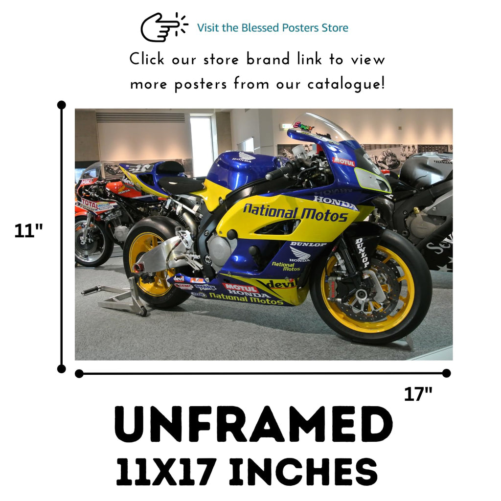 CBR1000RR Fireblade Motorcycle Poster Superbike Print Wall Art Decor for Garage, Office, or Living Room
