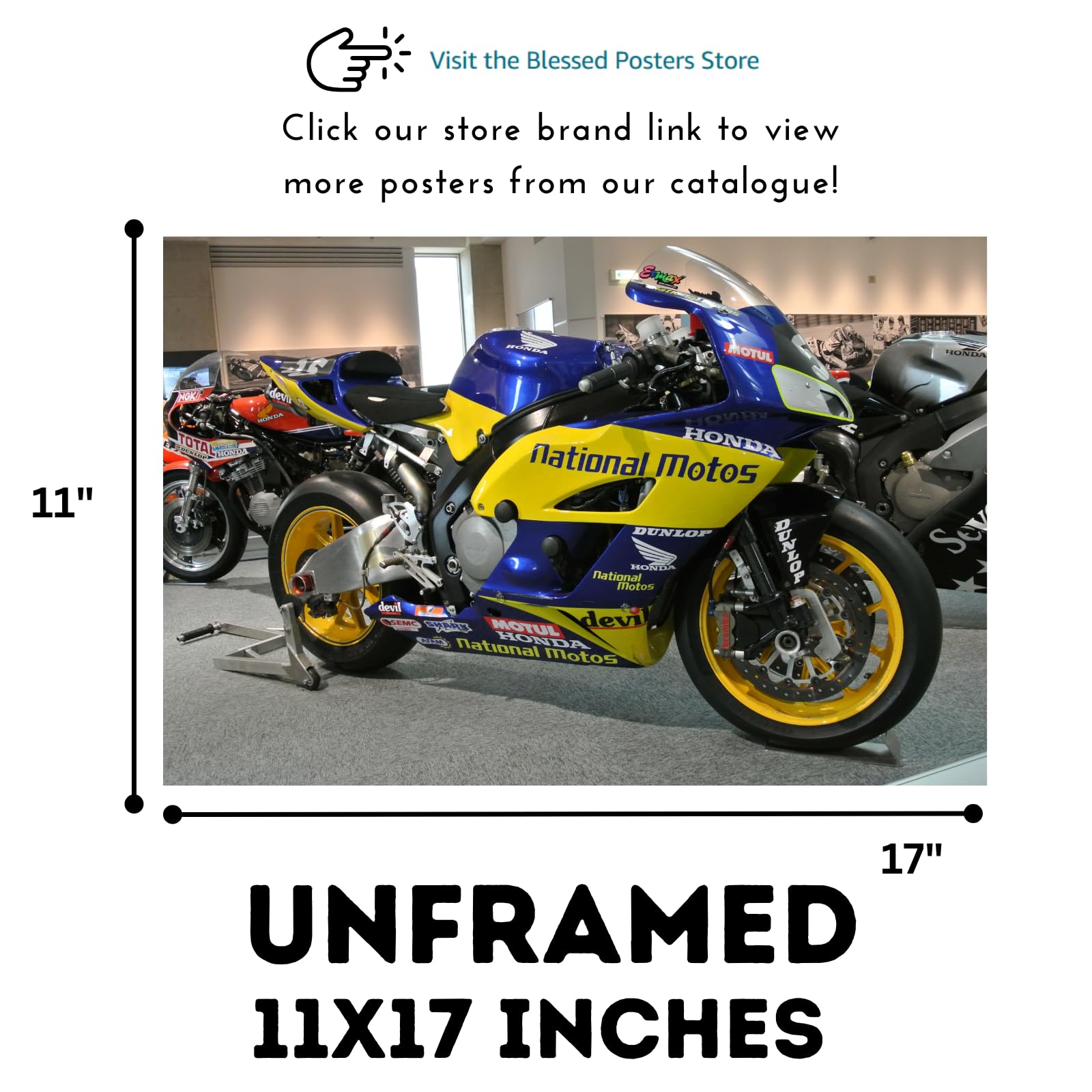 CBR1000RR Fireblade Motorcycle Poster Superbike Print Wall Art Decor for Garage, Office, or Living Room