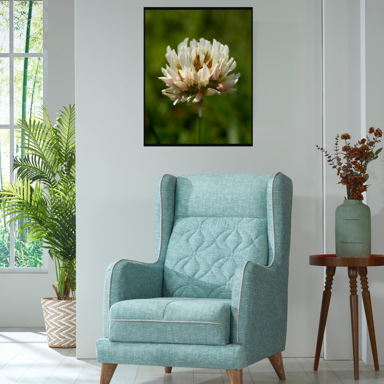White Clover Botanical Poster – Nature Wall Art for Home Décor, Vintage Botanical Print, Plant Illustration Artwork for Living Room, Bedroom, Office