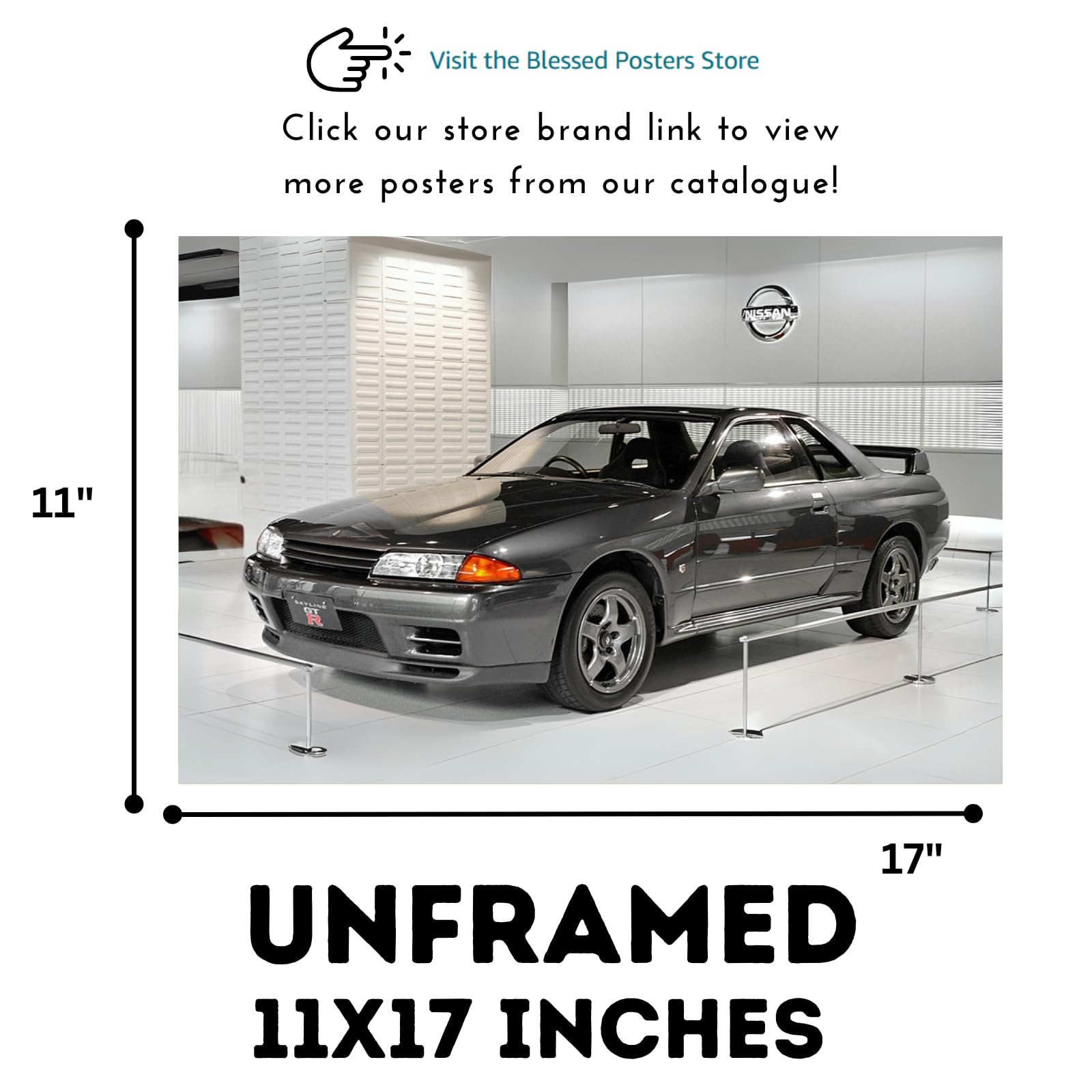Blessed Posters Nissan GT-R Poster Luxury Supercar Wall Art Automotive Print Garage Office Home Decor
