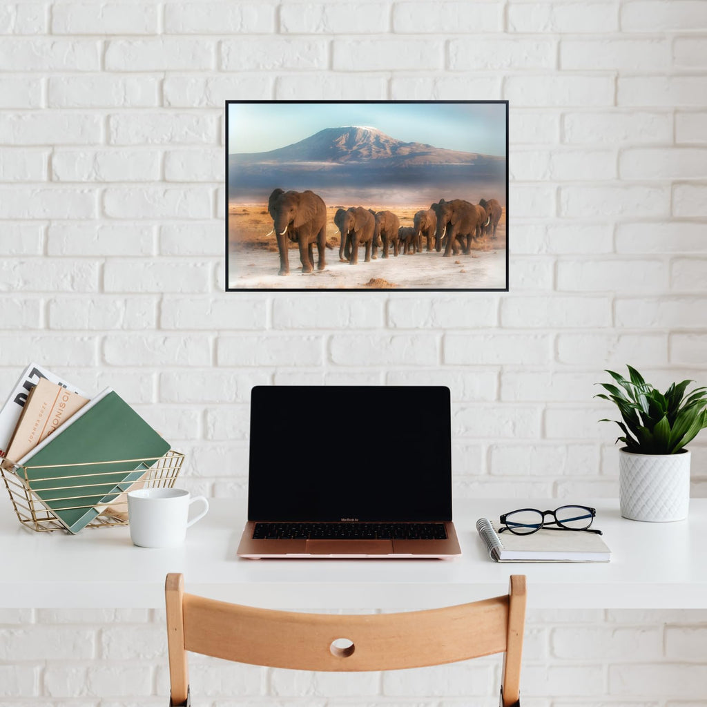 Elephant Wall Art Print – Kilimanjaro Safari Wildlife Poster for Living Room, Bedroom, or Office Décor