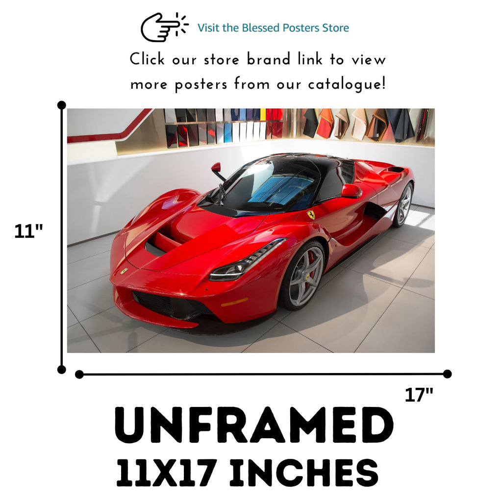 Blessed Posters Ferrari LaFerrari Wall Art – Iconic Italian Supercar Poster for Bedroom Living Room Office – Luxury Car Gift Décor