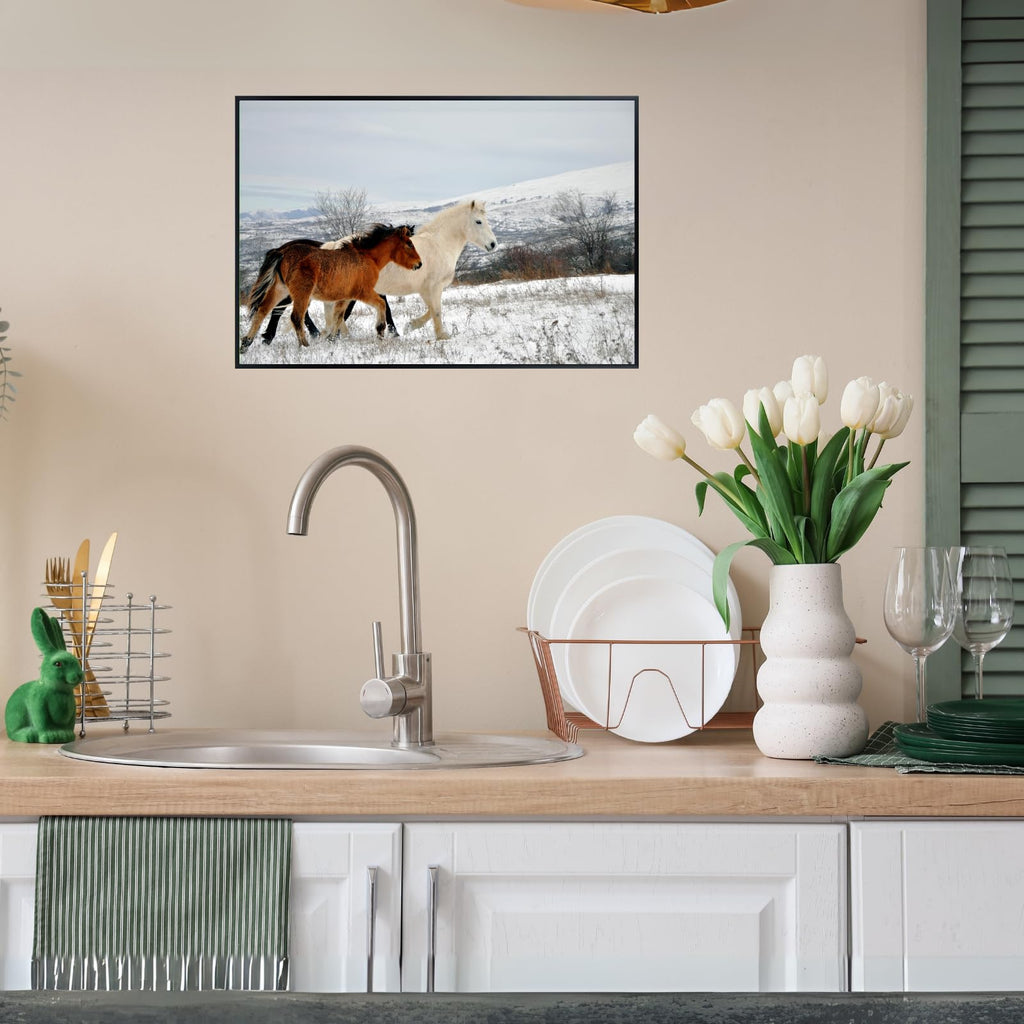 Wild Horses Poster – Scenic Wildlife Nature Wall Art Print for Living Room, Bedroom, Office, Home Decor or Study places