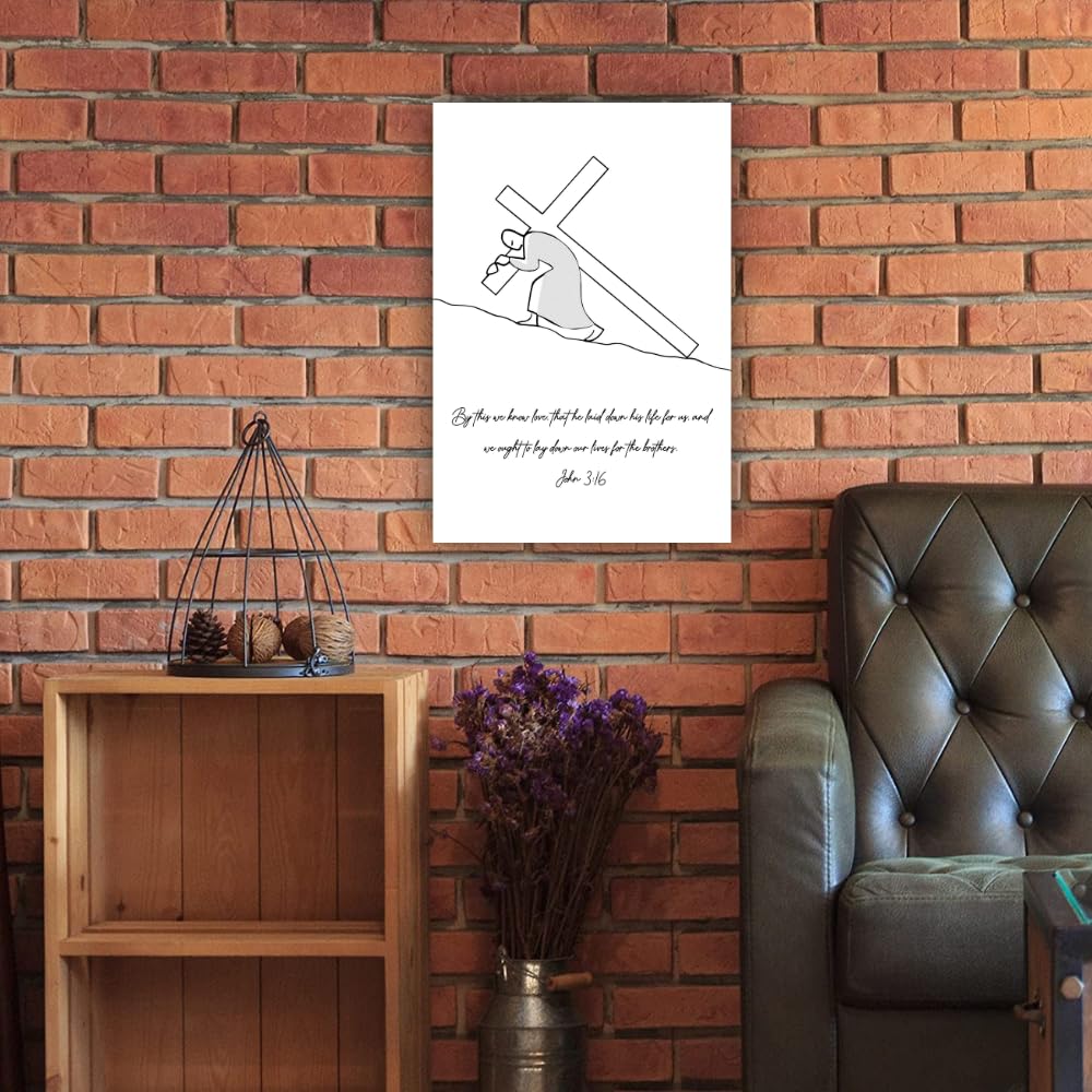 John 3:16 Bible Verse Wall Art Poster – Christian Scripture Print – Religious Home Decor for Living Room Bedroom Office Church – Inspirational Christian Gift Decoration