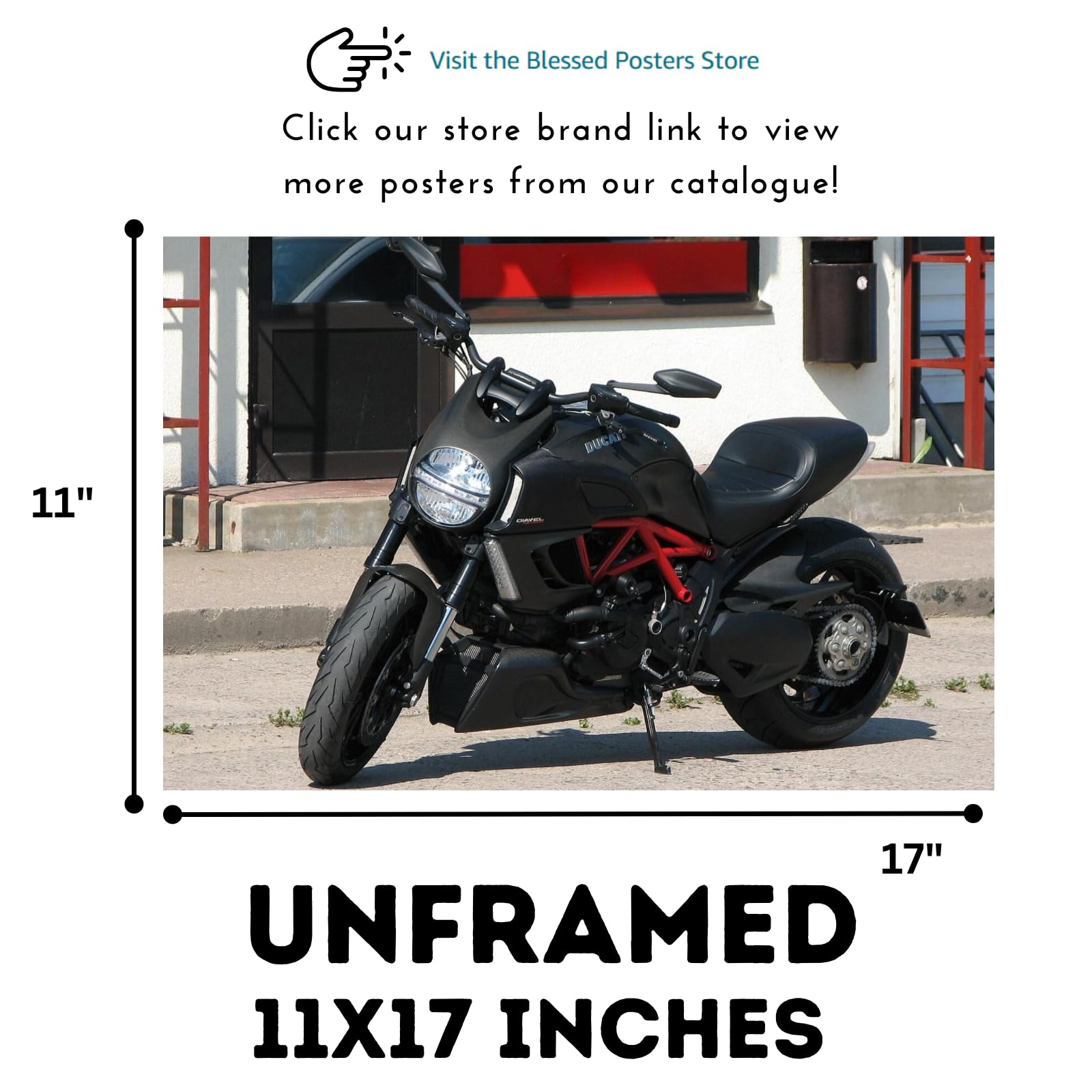 Ducati Diavel Motorcycle Poster - Sport Cruiser Wall Art Print for Garage, Living Room or Office