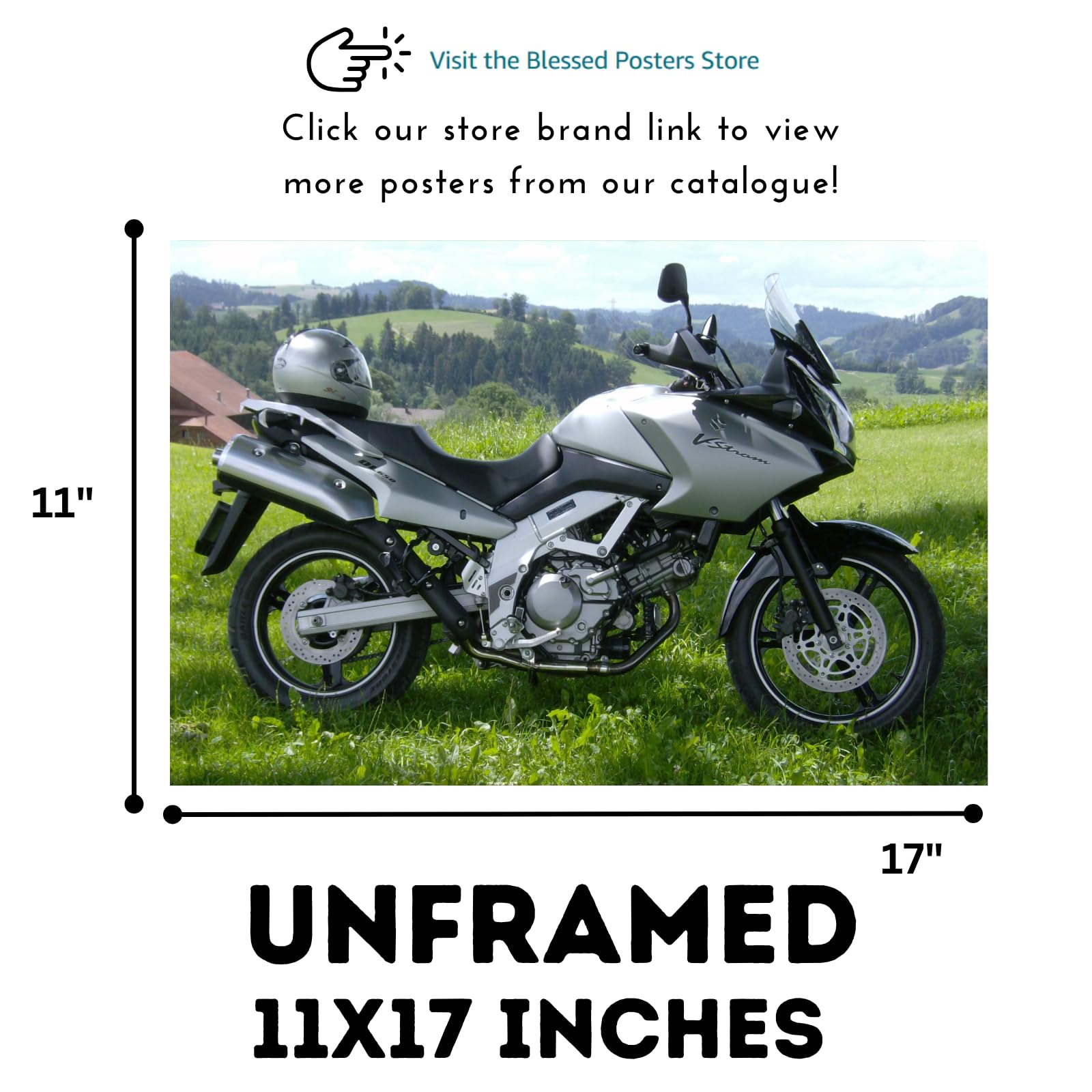 Suzuki DL650 V-Strom Motorcycle Poster - Adventure Touring Sportbike Wall Decor for Rider Garage, Living Room or Man Cave