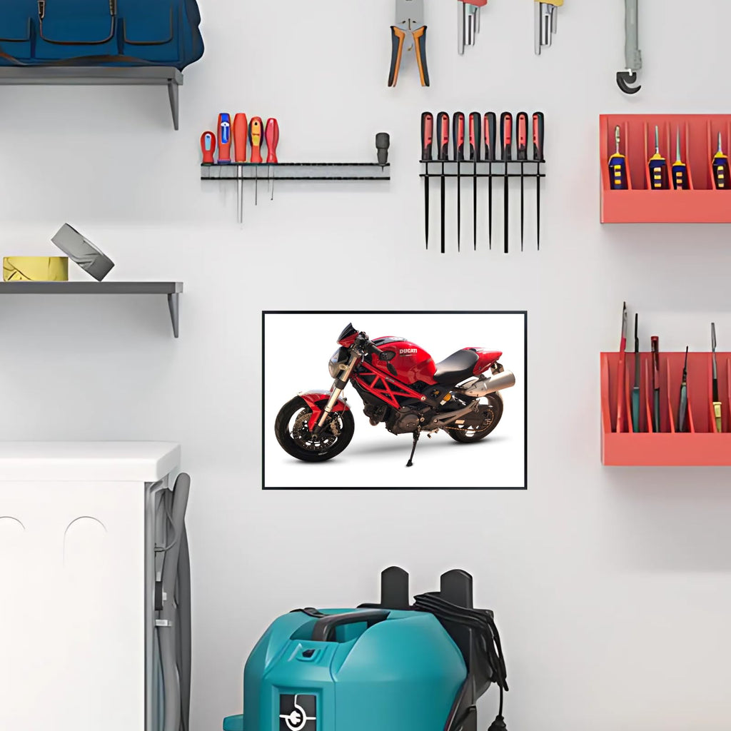 Ducati Monster 696 Street Bike Wall Art Print - Rider Decor for Garage, Office, or Man Cave