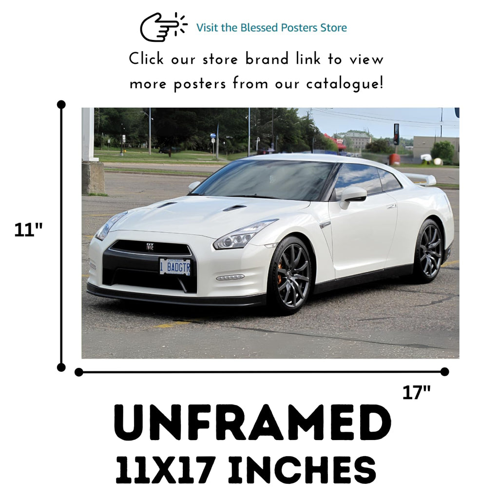 Blessed Posters Nissan GT-R Poster Luxury Supercar Racing Wall Art Automotive Print Garage Office Home Decor