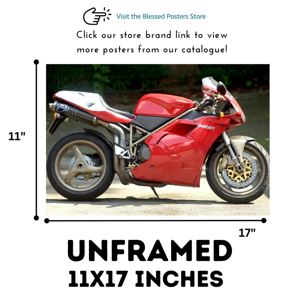 Ducati 916 SPS Motorcycle Poster - Sport Bike Wall Art for Garage, Office, or Man Cave Gift for Riders and Collectors
