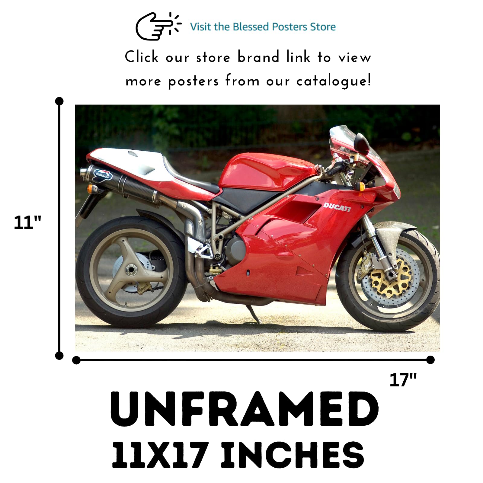 Ducati 916 SPS Motorcycle Poster - Sport Bike Wall Art for Garage, Office, or Man Cave Gift for Riders and Collectors
