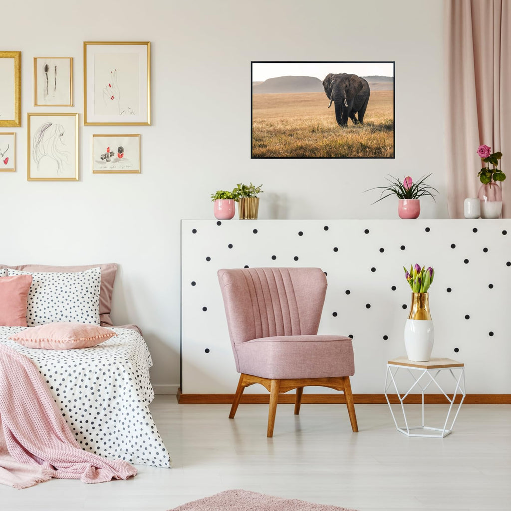 National Park Elephant Wall Art – Wildlife Poster Print for Home, Bedroom, Living Room, or Office Décor