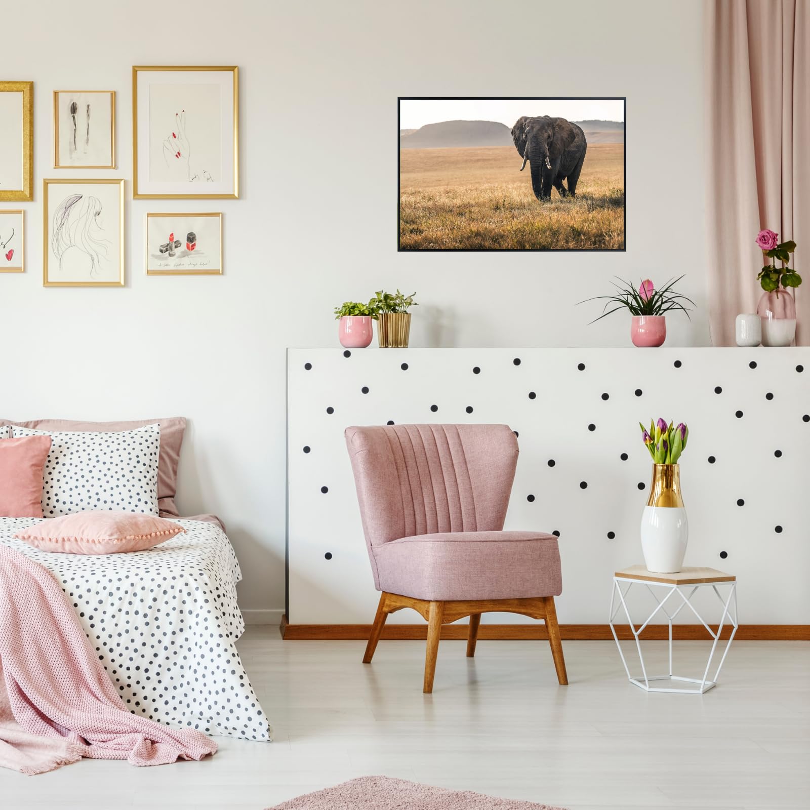 National Park Elephant Wall Art – Wildlife Poster Print for Home, Bedroom, Living Room, or Office Décor