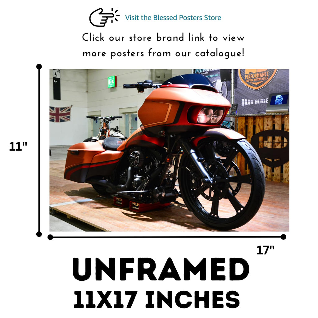Road Glide | Street Glide Motorcycle Poster - Touring Bike Wall Art for Garage, Office or Man Cave