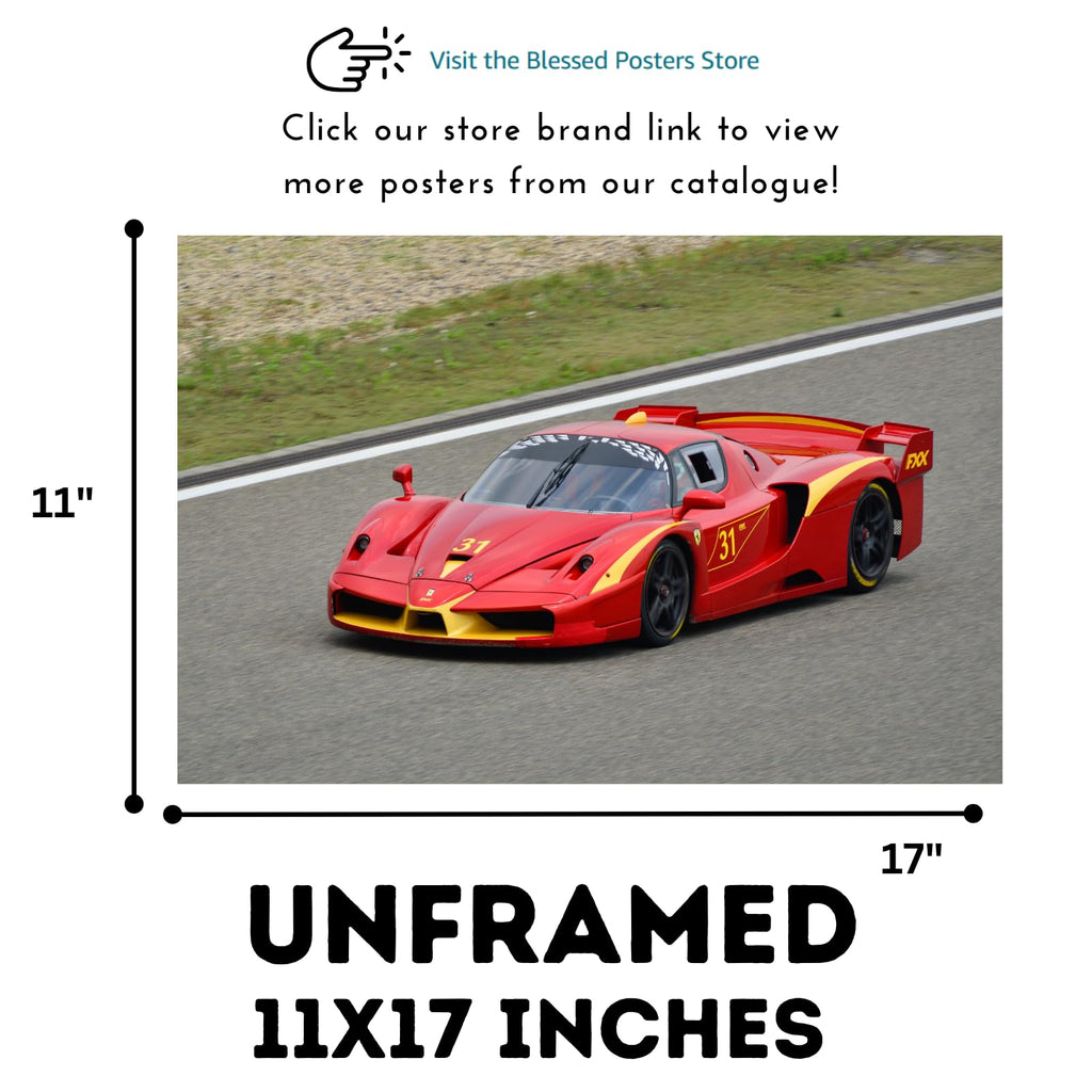 Blessed Posters Ferrari Enzo Poster – Italian Supercar Wall Art Print – Classic Ferrari Racing Car Poster for Garage Office Bedroom Living Room Decor