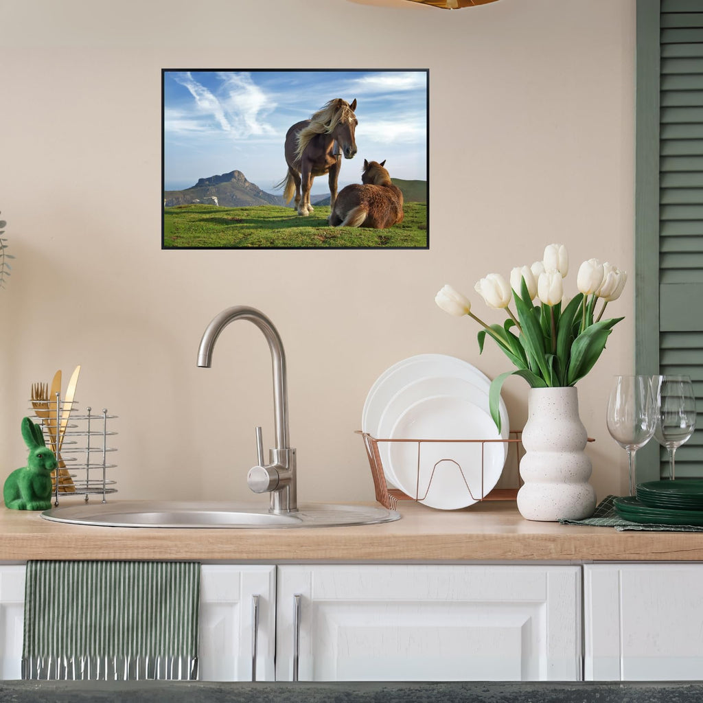 Biandintz eta Zaldiak Horse Wall Art Poster – Wildlife Nature Print for Living Room, Bedroom, Office, or Study Décor