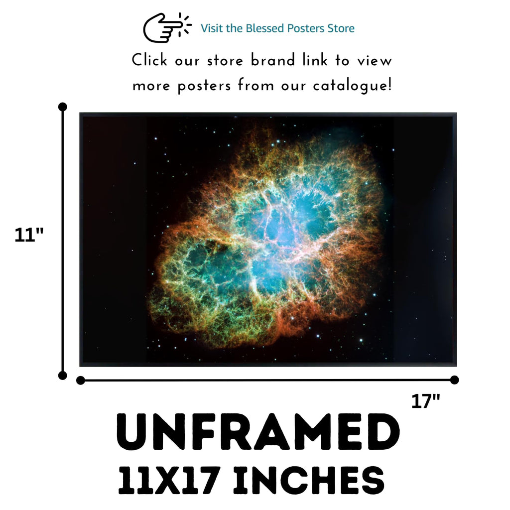 Blessed Posters Crab Nebula Poster – Galaxy Space Wall Art Print – Astronomy Photography Artwork for Bedroom Living Room Home Office Decor