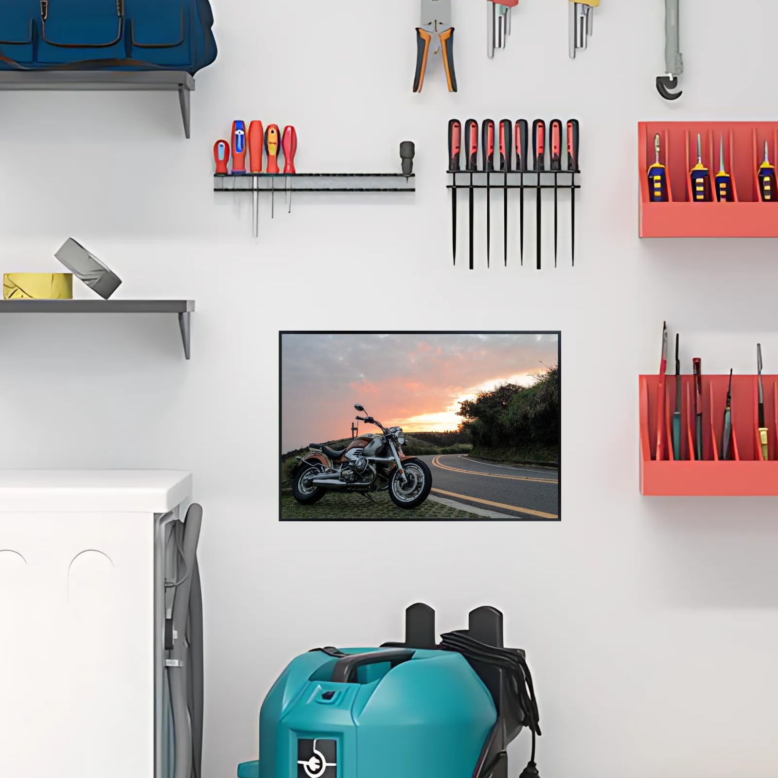 BMW Motorcycle Wall Art Poster – Modern Motorbike Decor for Garage, Office, or Living Room