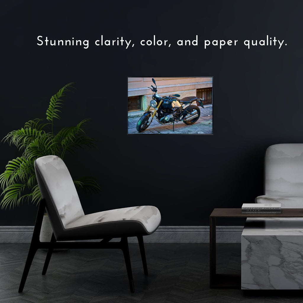 BMW R nineT Motorbike Poster - Motorcycle Wall Art Deocr for Garage, Living Room or Man Cave