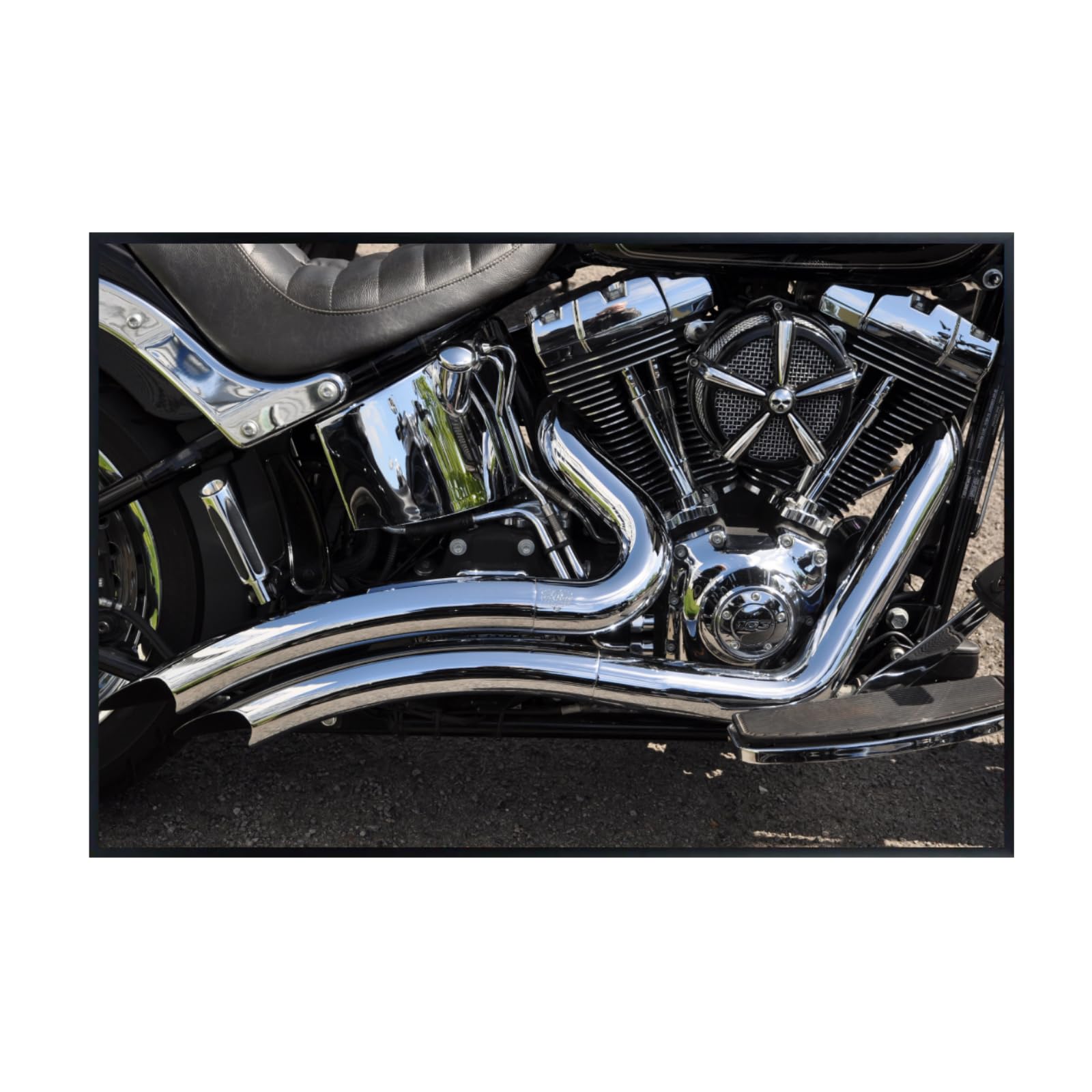 Fat Boy Engine Wall Art – Motorcycle Poster Print for Garage, Workshop, or Man Cave Decor